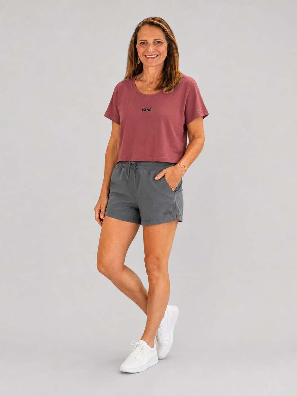 Vans Women's Burgundy Pink Short Sleeve Crop T-Shirt Size Medium